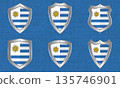Set of metal shields with the Uruguayan flag 135746901