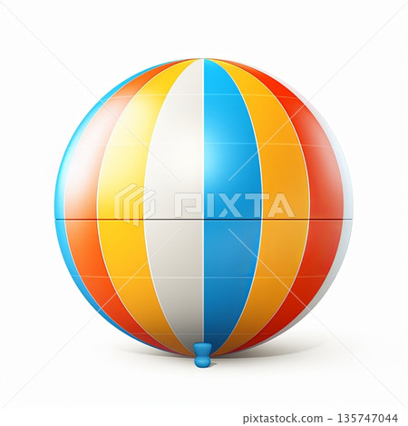 Colorful Beach Ball Isolated on White Background. Summer Fun and Recreation Concept. 135747044