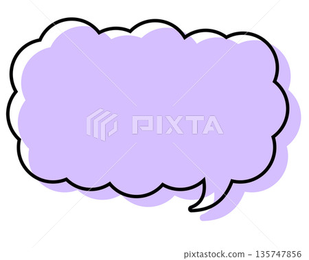 A simple speech bubble with misaligned lines, a long, thin cloud shape A simple speech bubble with misaligned lines, a long, thin cloud shape 135747856