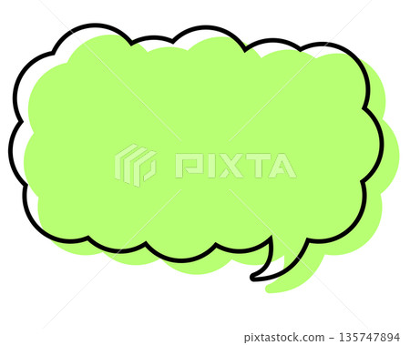 A simple speech bubble with misaligned lines, a long, thin cloud shape A simple speech bubble with misaligned lines, a long, thin cloud shape 135747894