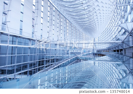 Tokyo International Forum Glass Building Marunouchi Modern Architecture Landmark Background Material 135748014