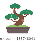 簡單的松樹盆景插圖 135748041