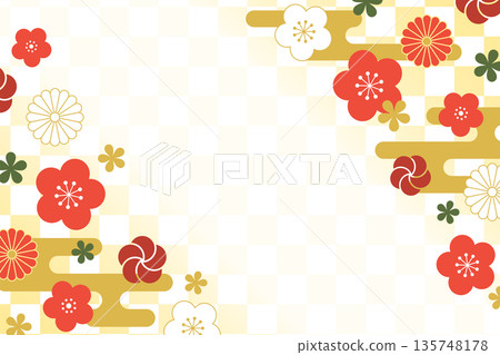 日式花卉背景_向量圖 日式花卉背景_向量圖 135748178