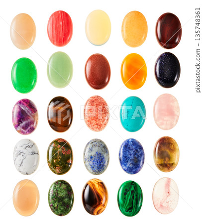 25 Natural Stone Cabochon Set, Power Stone, Gemstone, Cutout 135748361