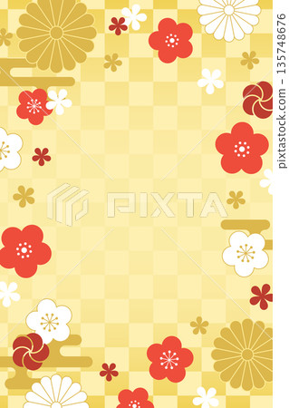 Floral Japanese pattern background_Vector illustration 135748676