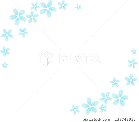 柔和的淺藍色花卉邊框 135748933