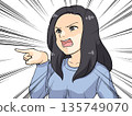 Anime-style illustration of an angry woman pointing her finger 135749070
