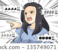 Anime-style illustration of an angry woman pointing her finger 135749071