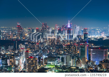 "Tokyo" View of the city nightscape in central Tokyo 135749219