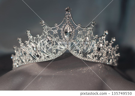 Diamond diadem with sparkle gemstones for princess. Bridal crown. Diamond diadem with sparkle gemstones for princess. Bridal crown. 135749550
