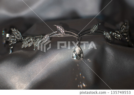 Elf tiara with diamonds, diadem. Beautiful sparkle decoration. 135749553
