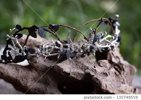 Beautiful witch diadem. Decoration for ritual in forest. Halloween. 135749559