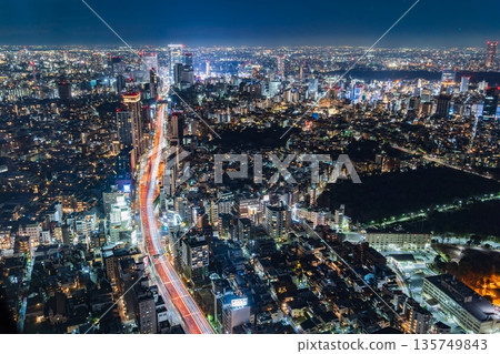 "Tokyo" View of the city nightscape in central Tokyo "Tokyo" View of the city nightscape in central Tokyo 135749843