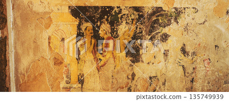 Ancient wall painting at Yatagala Rajamaha Viharaya temple in Sri Lanka 135749939