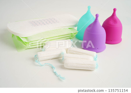 Sanitary hygiene set for women menstrual period cycle protection. Sanitary hygiene set for women menstrual period cycle protection. 135751154