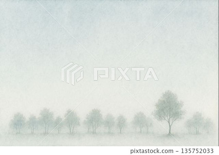 樹系列：底部排列著樹木，背景是天空，頂部留有大片空白。 135752033