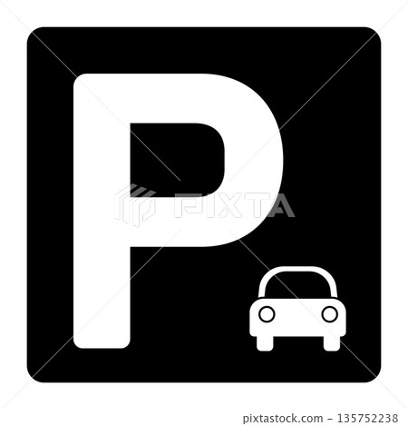 表示停車位的單色 P 標誌圖標 135752238