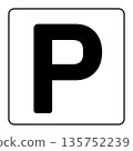 一個簡單的單色 P 形圖標，表示停車場 135752239