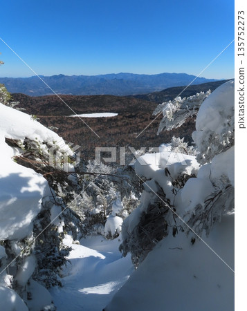 Yatsugatake in the depths of winter (snow-covered hiking trail leading to Mt. Mitsudake) Yatsugatake in the depths of winter (snow-covered hiking trail leading to Mt. Mitsudake) 135752273