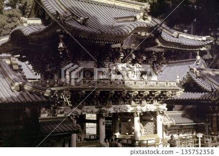 Old photo from 1962 of the Yomeimon Gate at Nikko Toshogu Shrine 135752358