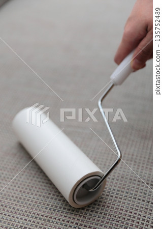 Woman's hand cleaning with sticky carpet cleaner Woman's hand cleaning with sticky carpet cleaner 135752489