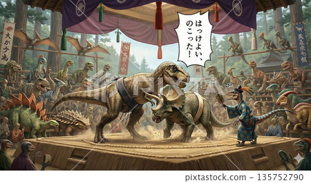 恐龍們在打架。 135752790