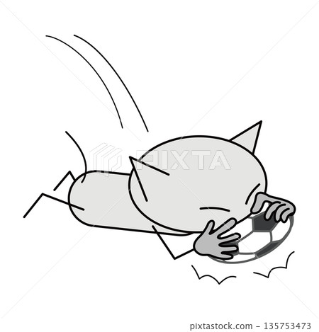 Soccer! A cat trying to buy some time 135753473