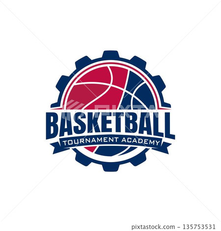 Basketball Training Academy Logo with Gear Icon 135753531