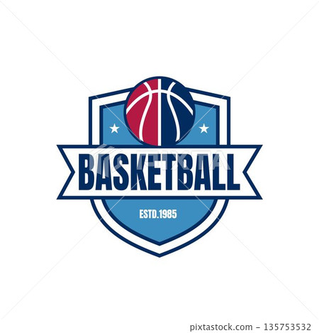Vintage Basketball Shield Logo 135753532