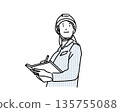 Business person holding documents - Woman in work clothes - Upper body - Woman wearing a helmet - Vector illustration 135755088