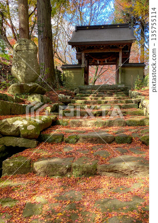 Autumn leaves at Futagoji Sanmon on the Kunisaki Peninsula 135755114