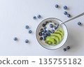 Blueberry and kiwi fruit yogurt bowl 135755182