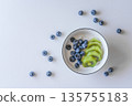 Blueberry and kiwi fruit yogurt bowl 135755183