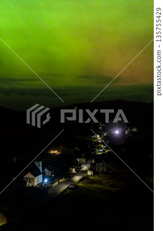 The Aurora Borealis, the northern lights, showing up above Portnoo in County Donegal, Ireland The Aurora Borealis, the northern lights, showing up above Portnoo in County Donegal, Ireland 135755429