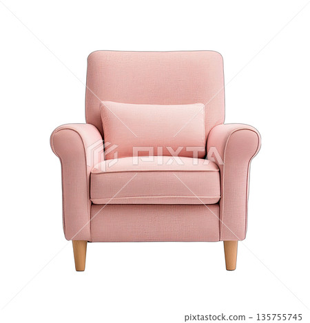 Comfortable pink armchair on white isolated background. 135755745