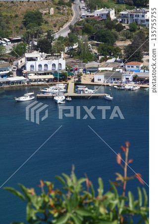 Bird`s-eye view of gumusluk, (Bodrum) and the island 135755755