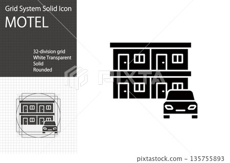 Building icon representing a motel or private lodging Building icon representing a motel or private lodging 135755893
