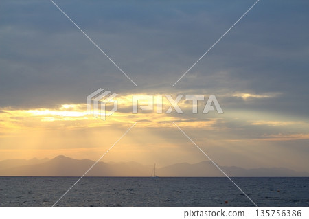 Seaside town of Turgutreis and spectacular sunsets 135756386