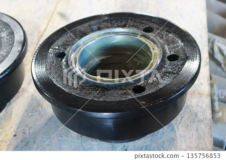 The wheel of a trolley, a wagon for rails. Mechanical engineering. Finished products. 135756853