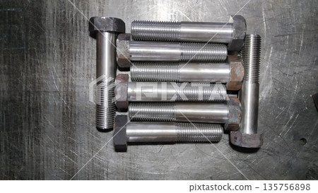 Metric threaded bolts set. Mechanical engineering. Finished products. 135756898
