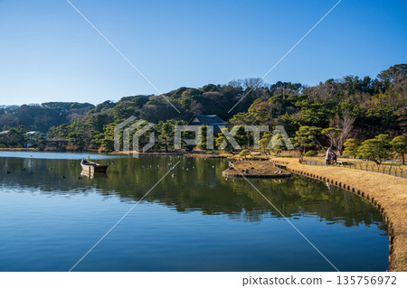 A Japanese garden with a pond and pine trees at Sankeien Garden in Yokohama A Japanese garden with a pond and pine trees at Sankeien Garden in Yokohama 135756972
