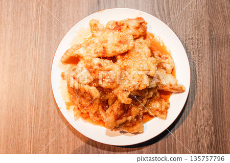 Chinese food. Guo Bao Rou (sweet and sour pork) 135757796