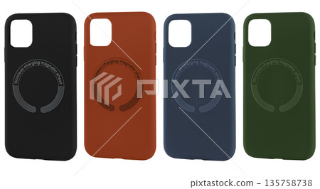 silicone case, for a phone with a magnetic platform for wireless charging, a white background 135758738