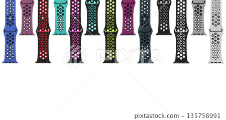 silicone strap for smart watches, on a white background in isolation, collage 135758991