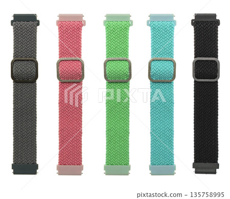 silicone strap for smart watches, on a white background in isolation, collage silicone strap for smart watches, on a white background in isolation, collage 135758995