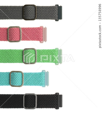 silicone strap for smart watches, on a white background in isolation, collage 135758996