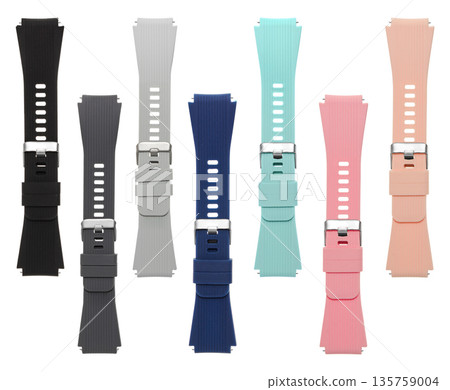 silicone strap for smart watches, on a white background in isolation, collage 135759004