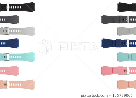 silicone strap for smart watches, on a white background in isolation, collage 135759005