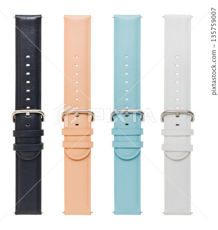 leather watch straps, on a white background in isolation, collage 135759007