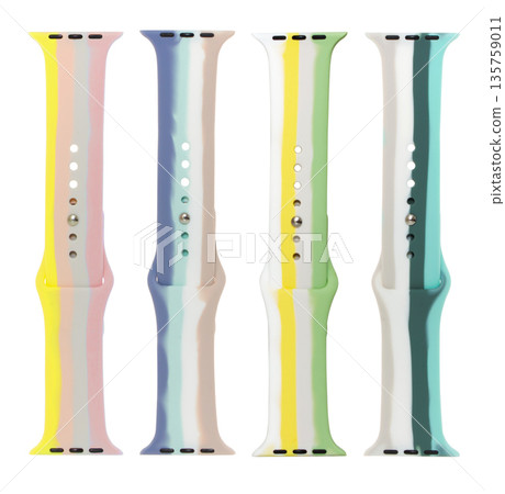 silicone strap for smart watches, on a white background in isolation, collage 135759011